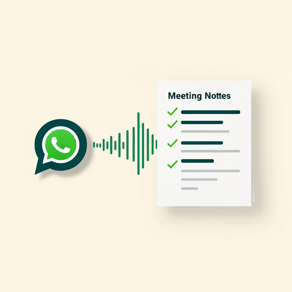 A WhatsApp voice note transforming into structured meeting notes
